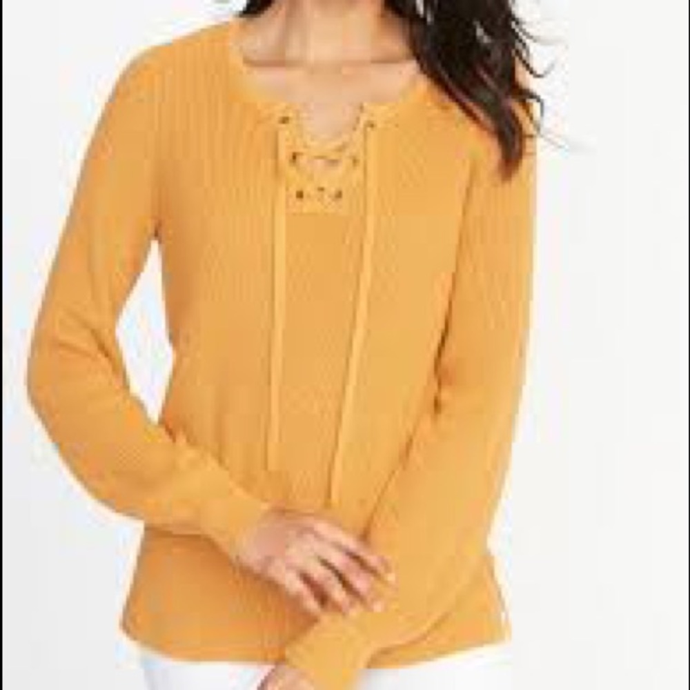 💛 Old Navy Lace Up Sweater in Squash